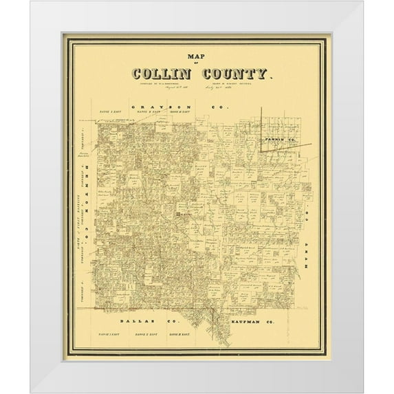 Rosenberg 20x23 White Modern Wood Framed Museum Art Print Titled - Collin Texas Landowner - Rosenberg 1861
