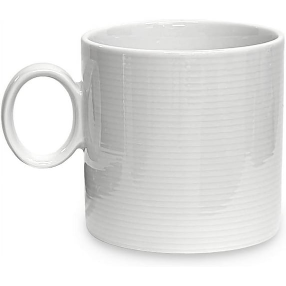 Rosenthal Thomas Loft White Mug Modern Coffee Cup Made of Porcelain Unique Design with Concentric Lines 10 oz
