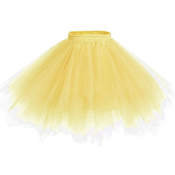 Rosenvy Women's Fluffy Ballet Tulle Tutu Skirt Yellow One Size