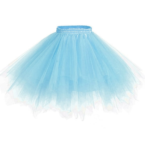Rosenvy Women's Fluffy Ballet Tulle Tutu Skirt Light Blue One Size