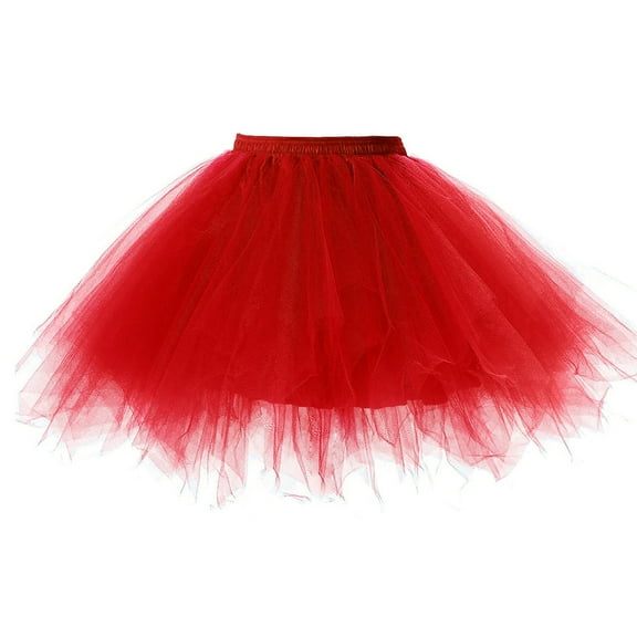 Rosenvy Women's Fluffy Ballet Tulle Tutu Skirt Red One Size