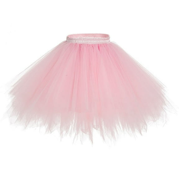Rosenvy Women's Fluffy Ballet Tulle Tutu Skirt Pink One Size