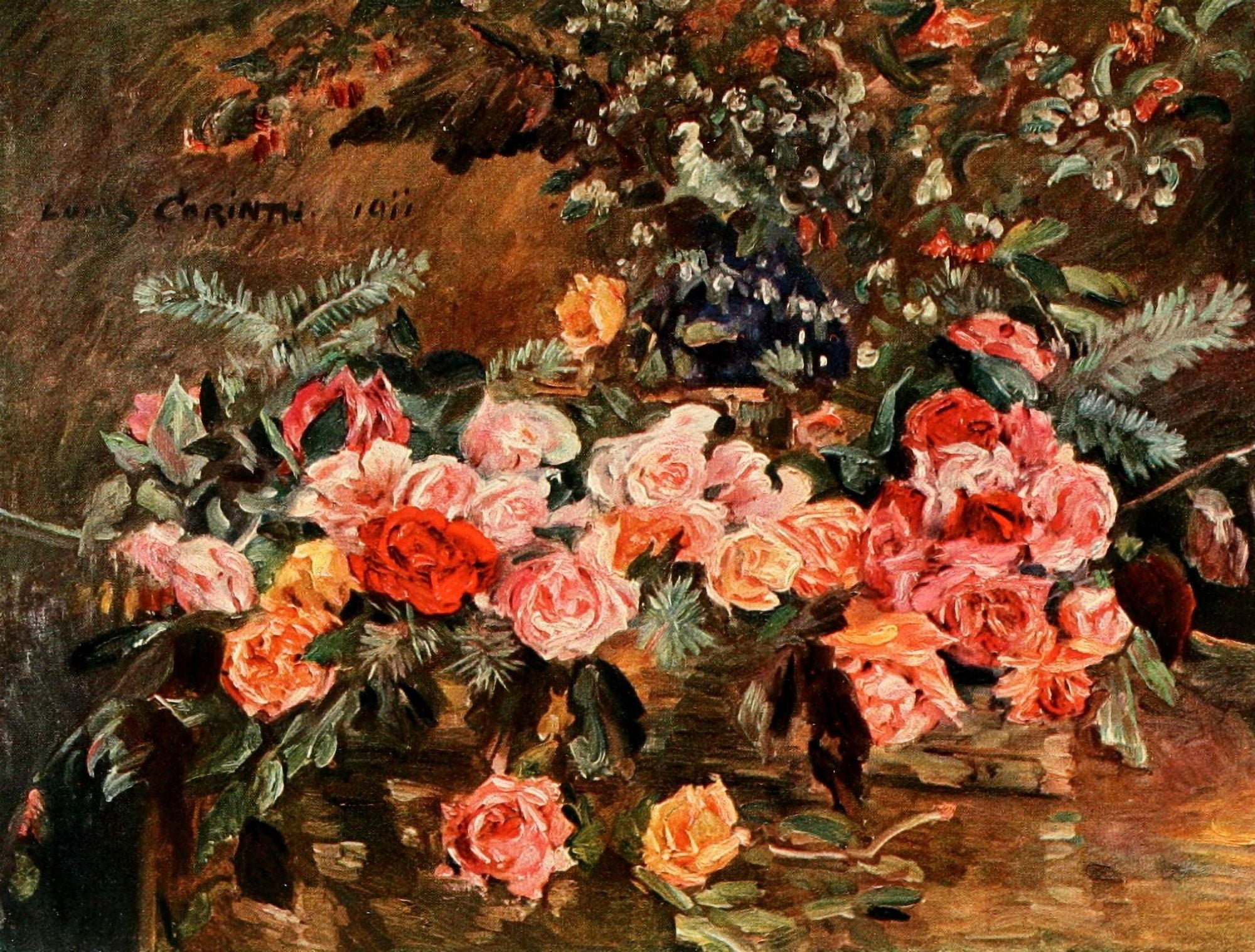 Roses 1911 Canvas Art - Lovis Corinth (18 x 24)