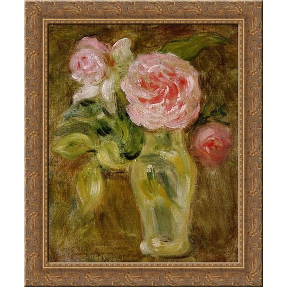 Roses 20x24 Gold Ornate Wood Framed Canvas Art by Morisot, Berthe