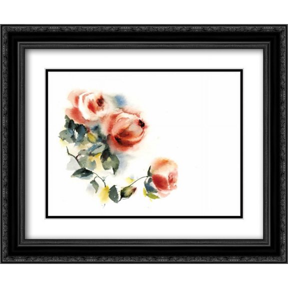 Roses 2x Matted 24x20 Black Ornate Framed Art Print by Rodionov, Sophia