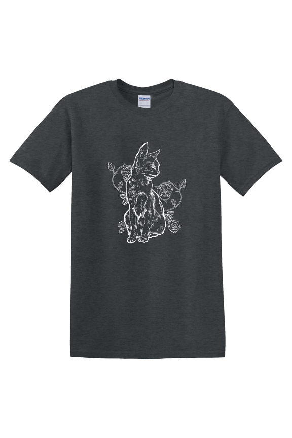 Roses Aesthetic Nu Goth Cat Classic Graphic T-shirt