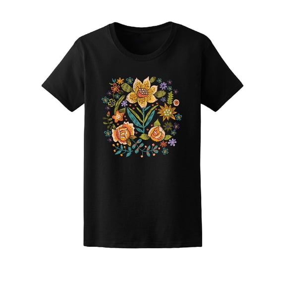 Roses And Sunflower Pattern Tee. Women's -Image by Shutterstock