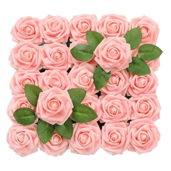 Roses Artificial Flowers, 50pcs Realistic Roses Bouquet, Fake Roses with Stems, Artificial Foam Flowers Roses for DIY Wedding Bouquets Bridal Shower Centerpieces Party Decorations