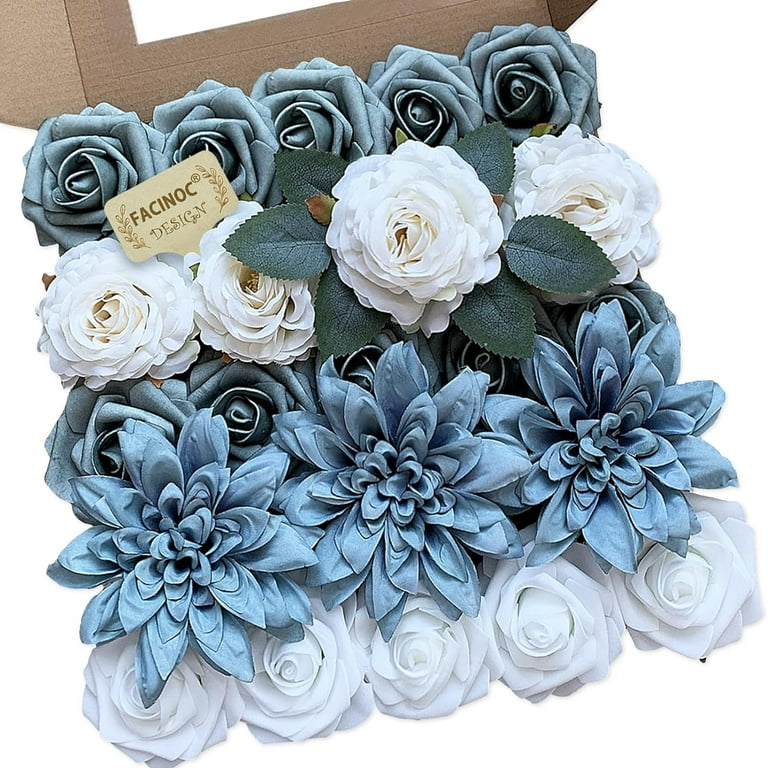 Roses Artificial Flowers Blue Fake Flower Bulk for DIY Wedding