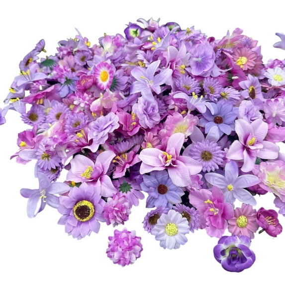 Roses Artificial Flowers Heads Bulk, Vintage Dried Flowers Artificial Rose Heads Silk Fake Rose for Wedding Centerpieces Dining Table Decor Wall Flowers Decorations, set of 1(Purple,3.9x2")