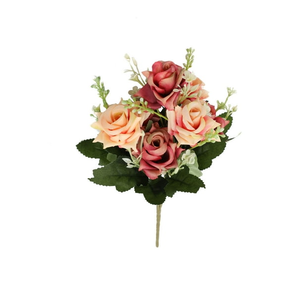 Roses Artificial Flowers Pink Red Combo Bouquets for DIY Bridal Wedding Shower Decorations Fake Floral Arrangements for Party Table Centerpieces Home Decor Indoor Outdoor Dusty Red