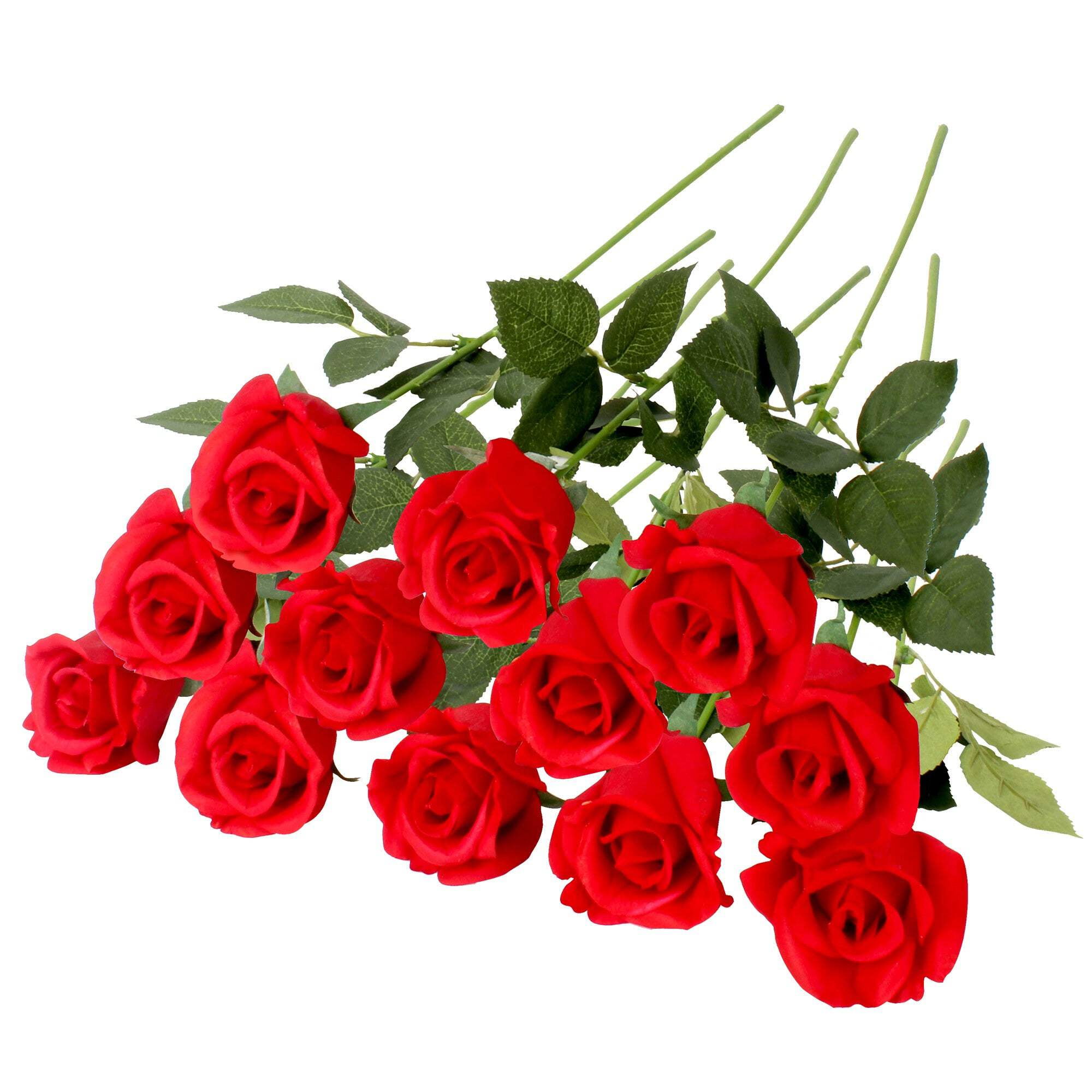 Roses Artificial Flowers Real-Touch Latex Bouquets 22” Long Stems ...