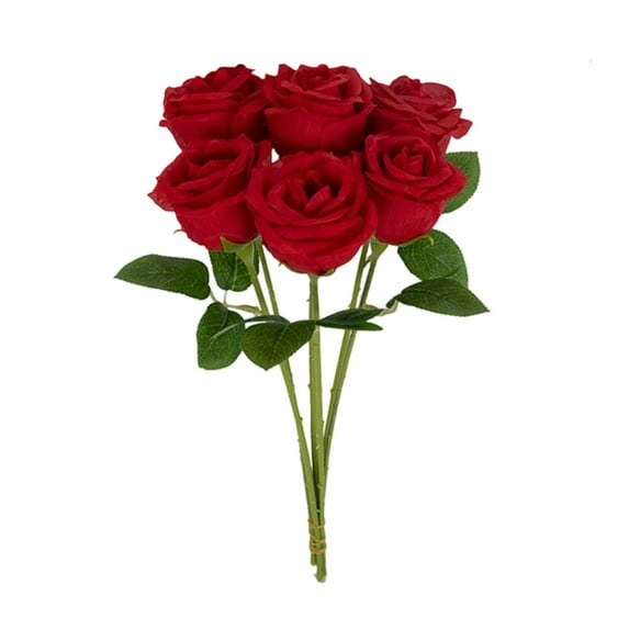 Roses Artificial Flowers Roses 6 Stems Fake Rose Flowers for Wedding Bouquet Centerpices Decorations Party Bridal Baby Shower (Red)