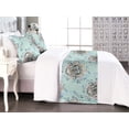thumbnail image 1 of Roses Bed Runner Set, Dreamy Flowers Boho with Brush Spots Ornaments on Minty Backdrop Print, Decorative Bedding Scarf & 2 Pillow Shams for Hotels Homes, King, Almond Green Warm Taupe, by Ambesonne, 1 of 3