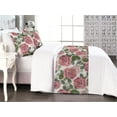 thumbnail image 1 of Roses Bed Runner Set, English Garden Blossoms with Retro Groovy Detailed Circles and Dots, Decorative Bedding Scarf & 2 Pillow Shams for Hotels Homes, King, Pastel Pink and Olive Green, by Ambesonne, 1 of 3