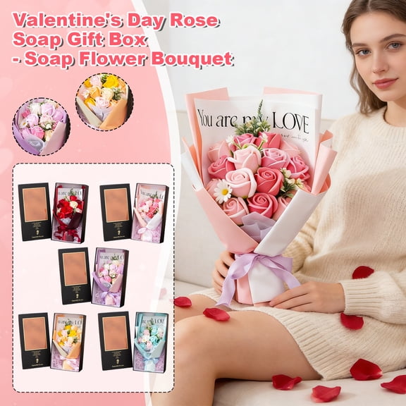 Roses Bouquet Artificial Flower - Preserved Long-Lasting Beautiful Roses Flower Gifts for Women, Flower Bouquet Gifts for Her, Mom Birthday Gifts from Daughter, Valentines Flowers(Red)