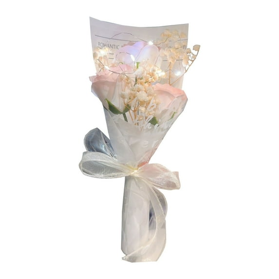 Roses Bouquet Artificial Flower - Preserved Pink Rose Flowers for Her - Unique Gifts Valentine's Day, Mother's Day, Thanksgiving, Birthday, Anniversary