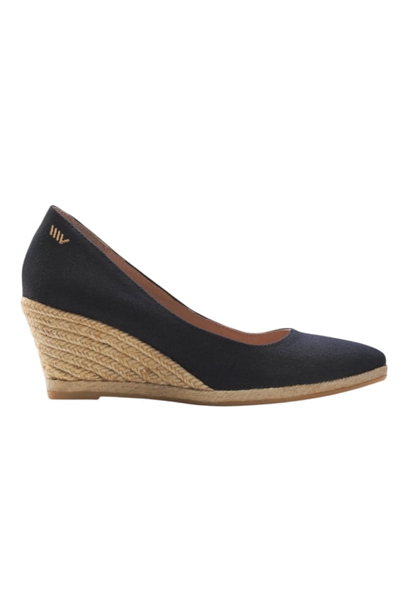 Roses Canvas U Cut Espadrille Wedges - Black / 6.5