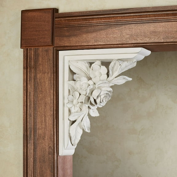 Roses Corbel Bracket Pair Antique White Pair