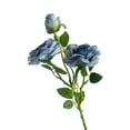 thumbnail image 1 of Roses, Faux Roses with Stems, 26 In, 3 Bloom, Burnt Edge, Blue Living Room Decor, Wedding Centerpiece Table Decorations, House Decorations Living Room, 1 Pc, 1 of 6
