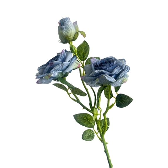 Roses, Faux Roses with Stems, 26 In, 3 Bloom, Burnt Edge, Blue Living Room Decor, Wedding Centerpiece Table Decorations, House Decorations Living Room, 1 Pc