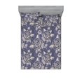 thumbnail image 1 of Roses Fitted Sheet & Pillow Sham Set, Blossoming Petals Wild Flowers and Leaves Romantic Feels Vintage Concept, Decorative Printed 3 Piece Bedding Decor, King, Beige and Dark Indigo, by Ambesonne, 1 of 2