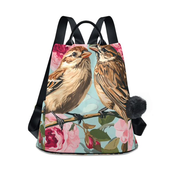 Roses Floral Birds Travel Laptops Backpack for Women Anti-theft Casual Work Bag Daypack Lightweight Laptop Bag