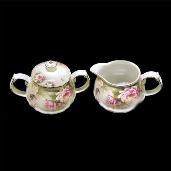 Roses / Floral Design Sugar & Creamer Bowl Set   Bone China