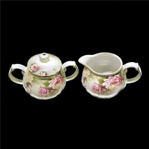 Roses / Floral Design Sugar & Creamer Bowl Set Bone China