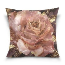 Roses Flower Gold Leaf Throw Pillow Covers Couch Pillowcases Decor for Bed Sofa 18" x 18"
