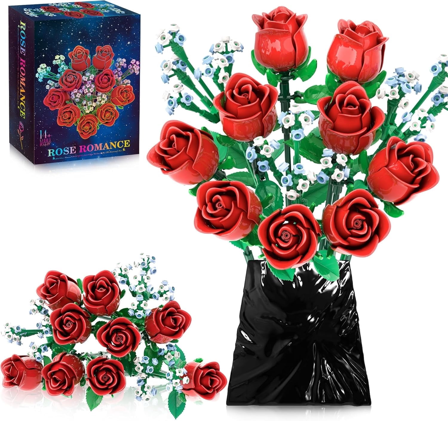 Roses Flowers Bouquet Building Set for Adults, Wildflowers Icon Flowers ...