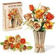 Roses Flowers Set with Vase,Valentines Day Gifts, Icon Wildflowers Bouquet Botanical Collection Kits Compatible with Lego Flowers