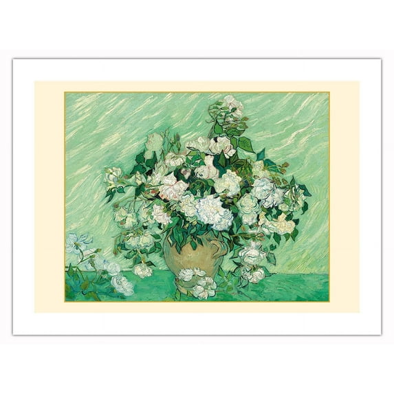 Roses - From an Original Color Painting by Vincent Van Gogh c.1890 - Bamboo Fine Art 290gsm Paper Print (Unframed) 18x24in