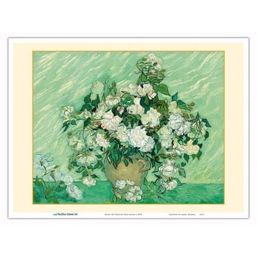 Roses - From an Original Color Painting by Vincent Van Gogh c.1890 - Master Art Print (Unframed) 9in x 12in