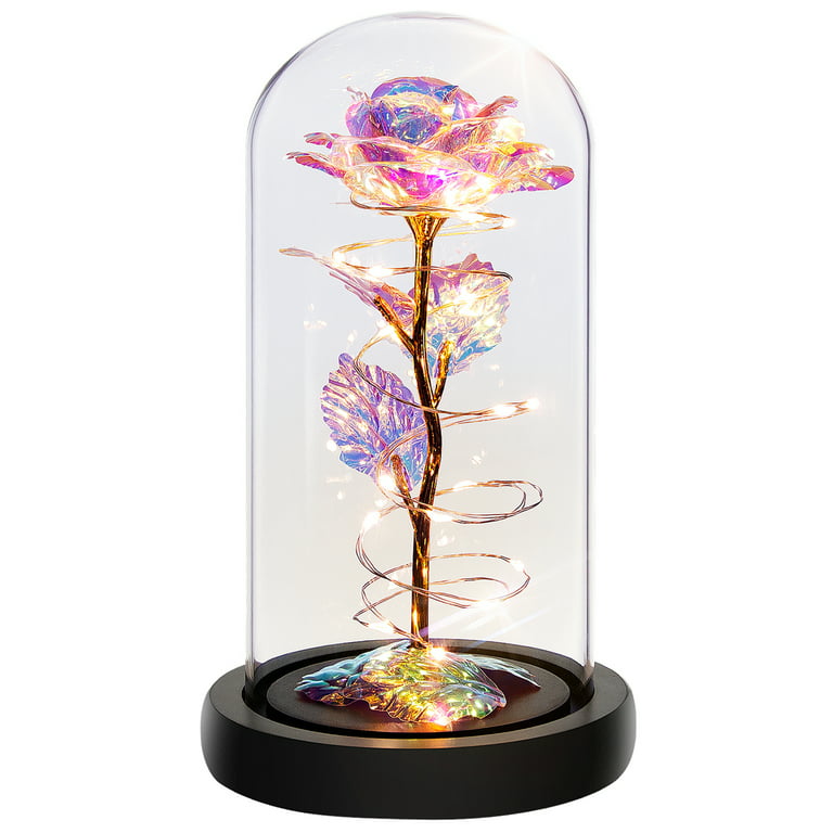 Roses Gifts for Women, Mom Birthday Gifts, Colorful Artificial Flower Rose  Light Gift in A Glass Dome, Gifts for Daughter Women Mom Rose Gifts for  Mothers Day, Valentines Day, Anniversary 
