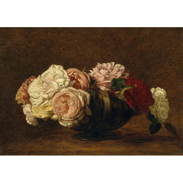 Roses In A Bowl Fine Art (36 x 24)