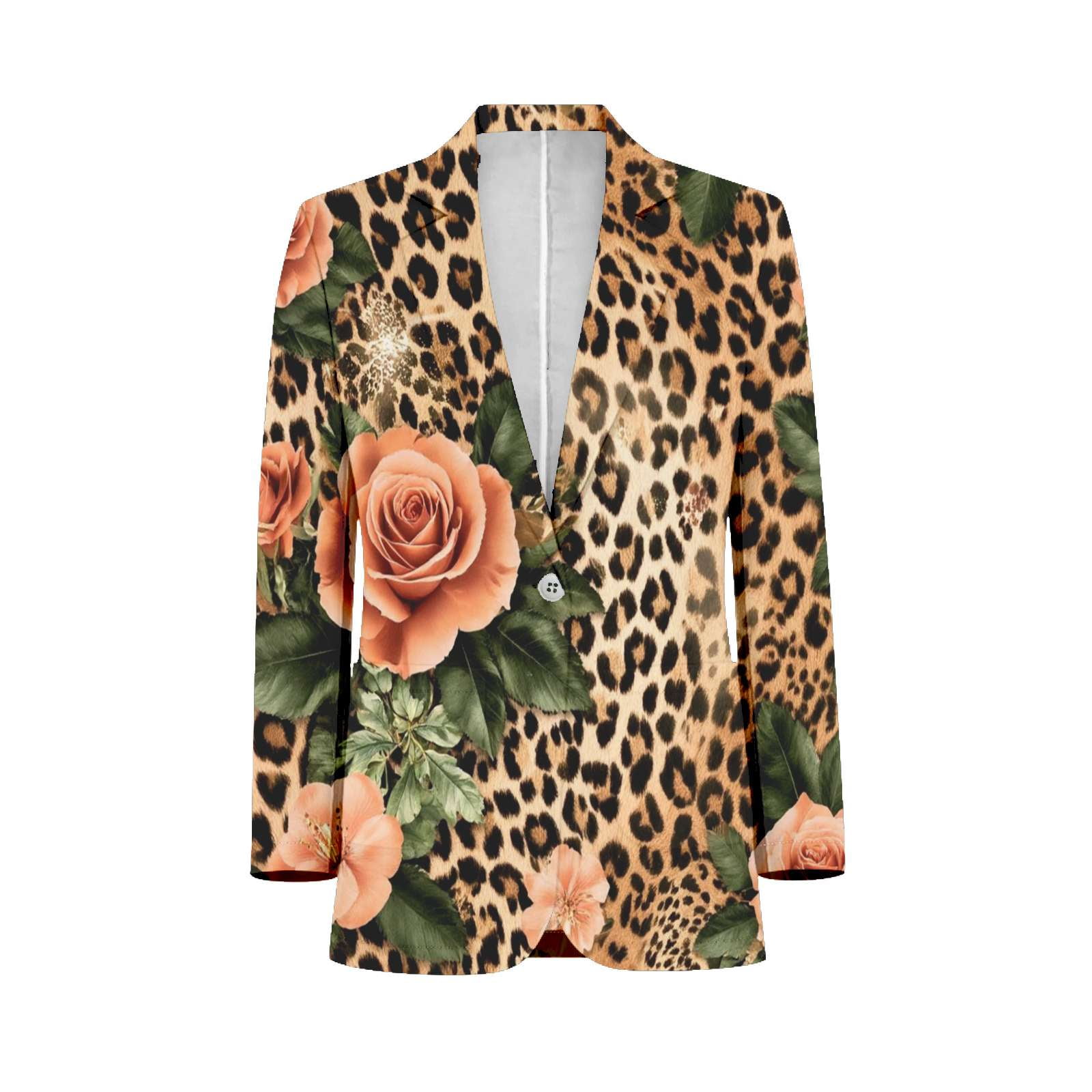 Roses Leopard Print Floral Customized Men's Suits full man Shawl Collar ...