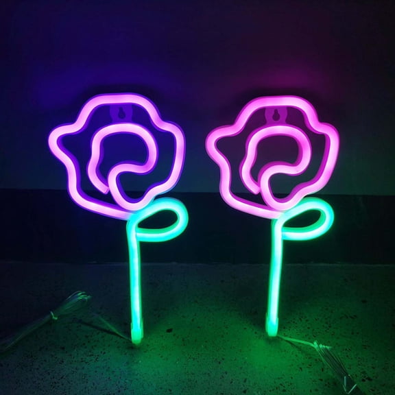Roses Neon Light Modeling Lantern, USB Battery Powered for Room Bedroom Decoration, Unique Rose Design with Warm Light, Easy to Hang or Place,Creates Inviting Atmosphere for Parties