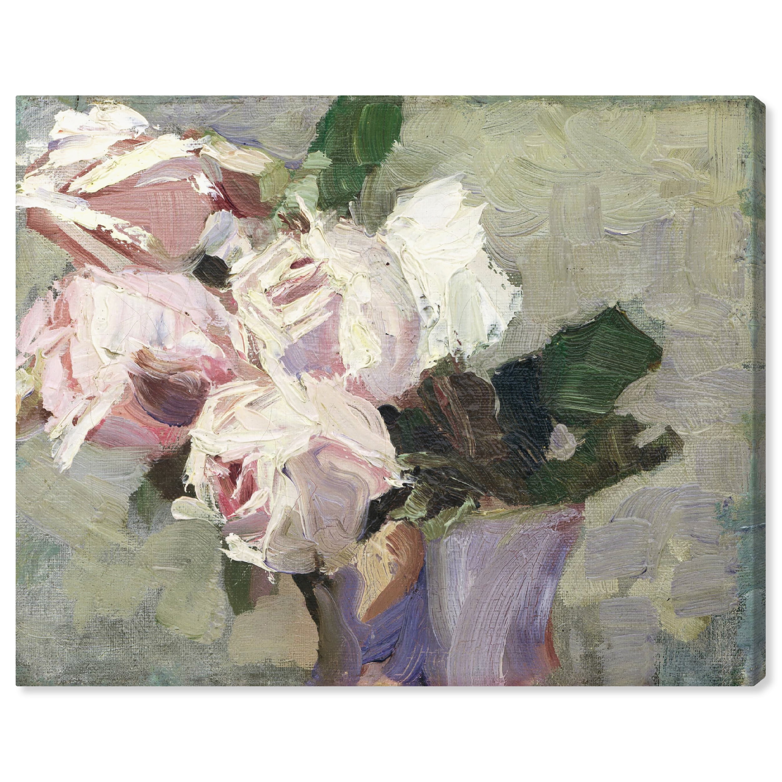 Vintage Classic Roses Oil Painting on Gallery Wrapped Canvas