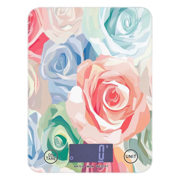 Roses Pattern Food Scale Digital Kitchen Scale Waterproof Grams Ounces lbs for For Baking and Cooking