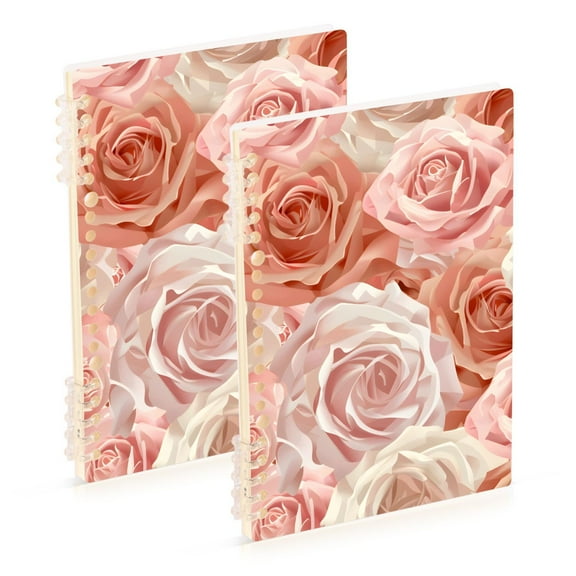 Roses Pink Ring Binder Notebook Journey Note Diary College Ruled Spiral Notebook Study Loose Leaf Paper A5 60 Pages