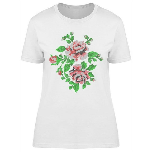 Roses Pixel Design T-Shirt Women -Image by Shutterstock, Female Large