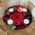 thumbnail image 1 of Roses Round Tablecloth with Oxford Elastic Table Cover Waterproof Oil-Proof Table Cloth Stain-Resistant Wipeable Tablecloth for Round Table, 1 of 8