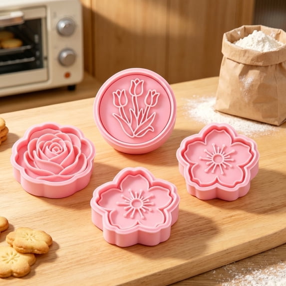 Roses Shape Cookie Cutter Set, Metal Biscuit Cutters Baking Cookies, Blossom Design Pastry Cutter Fondant Work 6 Inch