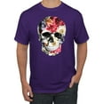 thumbnail image 1 of Roses Skeleton Face Floral Skull Fashion Graphic T-Shirt, Purple, 2XL, 1 of 1