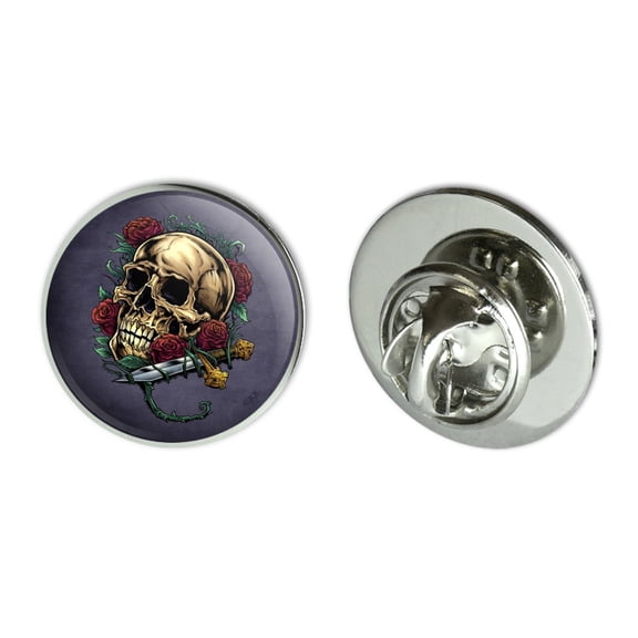 Roses Skull and Dagger Metal 0.75" Lapel Hat Pin Tie Tack Pinback