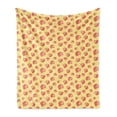 thumbnail image 1 of Roses Soft Flannel Fleece Throw Blanket, Feminine Pattern with Flower Petals Bicolour Vintage Illustration, Cozy Plush for Indoor and Outdoor Use, 70" x 90", Pastel Yellow and Coral, by Ambesonne, 1 of 5