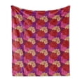 thumbnail image 1 of Roses Soft Flannel Fleece Throw Blanket, Love Romance Themed Continuous Pattern with Colorful Flowers with Dots, Cozy Plush for Indoor and Outdoor Use, 70" x 90", Multicolor, by Ambesonne, 1 of 6