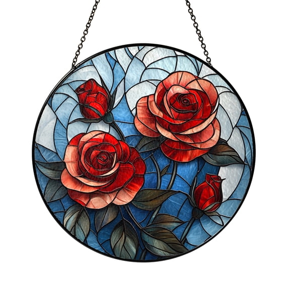 Roses Stained Glass Pattern – Floral Window Panel Template