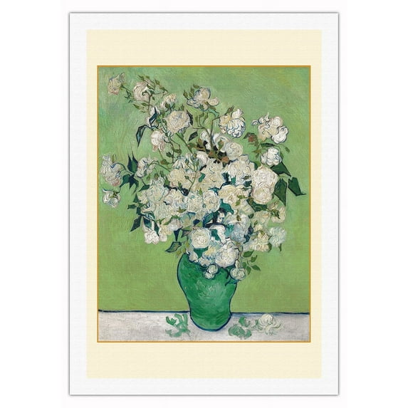 Roses - Still Life - From an Original Color Painting by Vincent Van Gogh c.1890 - Fine Art Rolled Canvas Print 27in x 40in